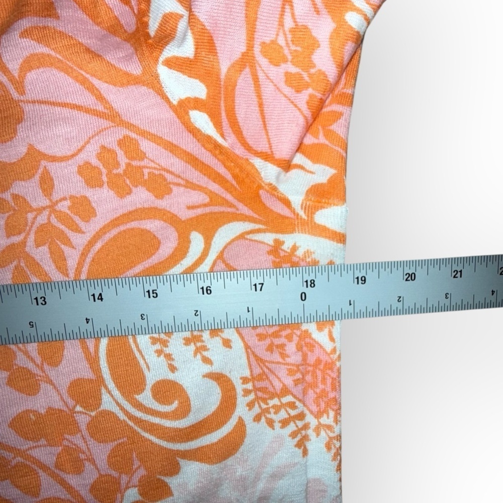 TALBOTS SLUB COTTON V-NECK SWEATER PAISLEY - Women’s M Orange - Picture 7 of 15